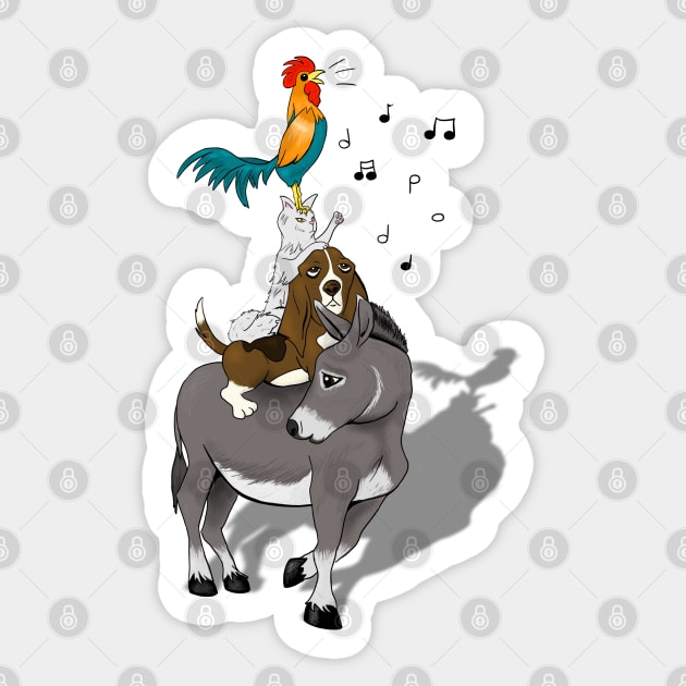 The Musicians of Bremen Sticker by Patsi Nahmi Designs